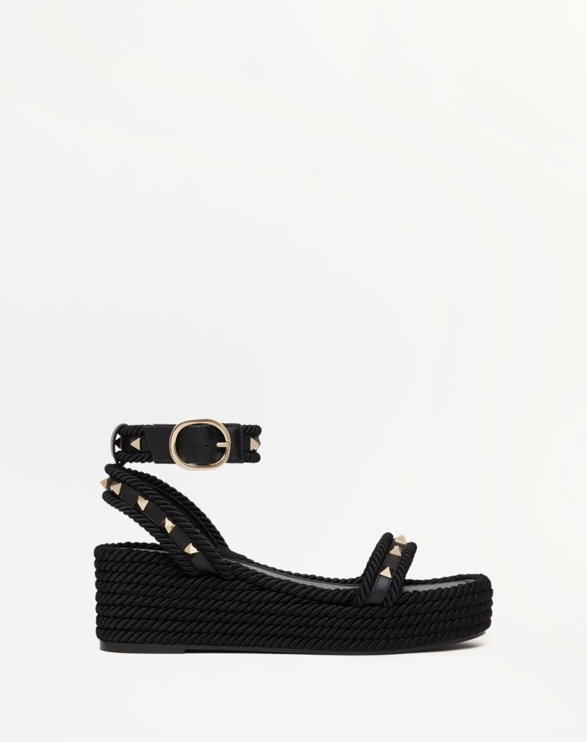 ROCKSTUD FLATFORM SANDAL IN CALFSKIN 45MM - Image 4